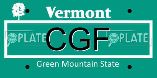 CGF Vermont License Plate
