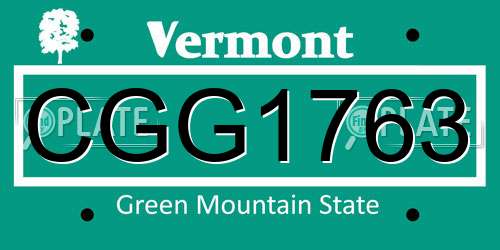CGG1763 Vermont License Plate