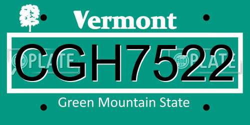 CGH7522 Vermont License Plate