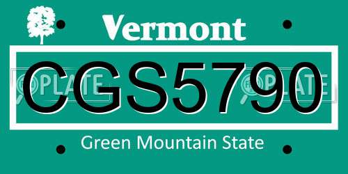 CGS5790 Vermont License Plate
