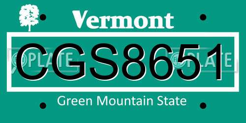 CGS8651 Vermont License Plate