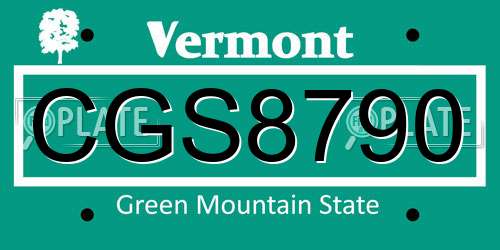 CGS8790 Vermont License Plate