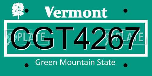 CGT4267 Vermont License Plate