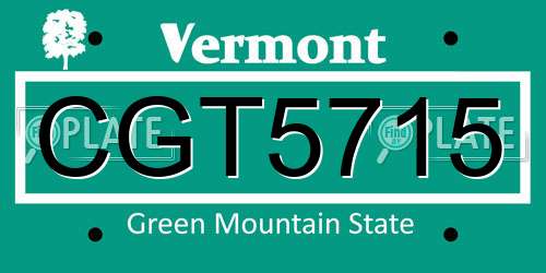 CGT5715 Vermont License Plate