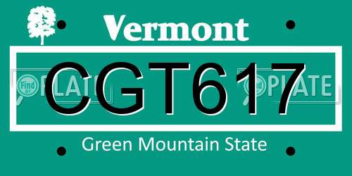 CGT617 Vermont License Plate