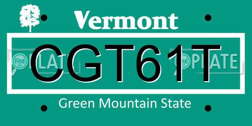CGT61T Vermont License Plate
