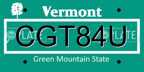 CGT84U Vermont License Plate