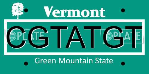 CGTATGT Vermont License Plate