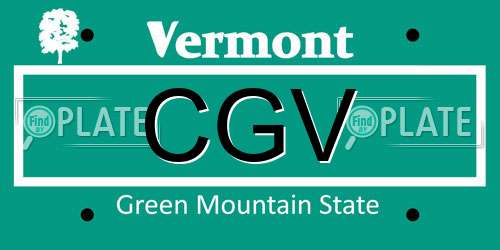 CGV Vermont License Plate