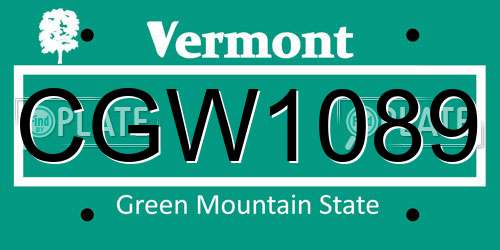 CGW1089 Vermont License Plate
