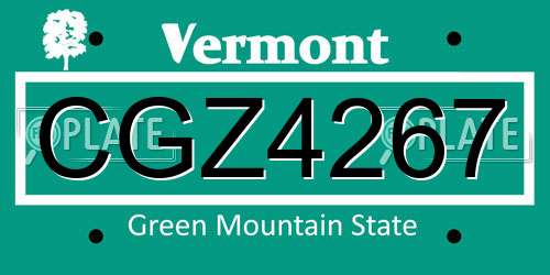 CGZ4267 Vermont License Plate