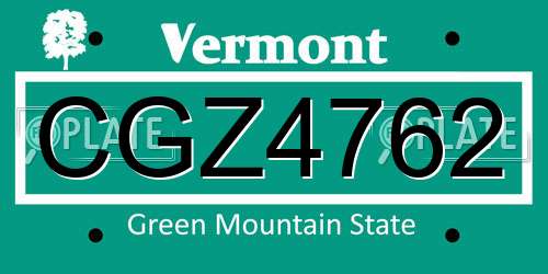 CGZ4762 Vermont License Plate