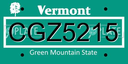 CGZ5215 Vermont License Plate
