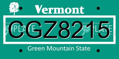 CGZ8215 Vermont License Plate