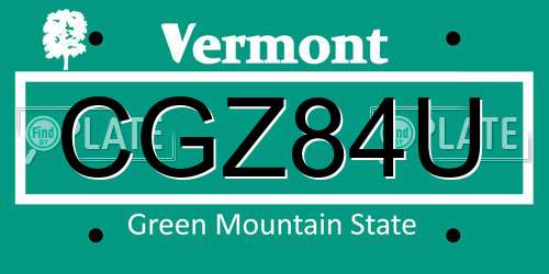 CGZ84U Vermont License Plate