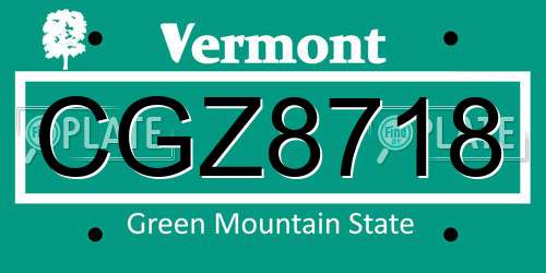 CGZ8718 Vermont License Plate