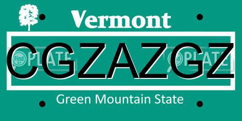 CGZAZGZ Vermont License Plate