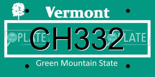CH332 Vermont License Plate