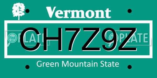 CH7Z9Z Vermont License Plate