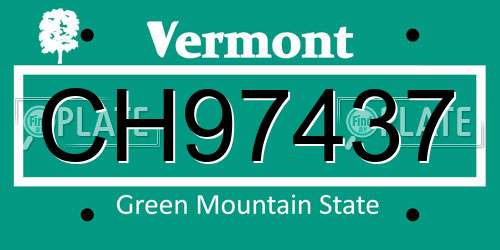 CH97437 Vermont License Plate