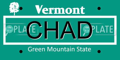 CHAD Vermont License Plate
