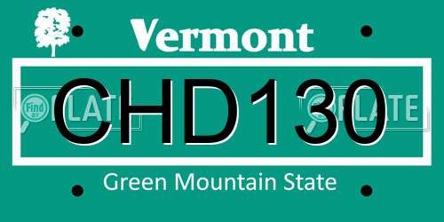CHD130 Vermont License Plate