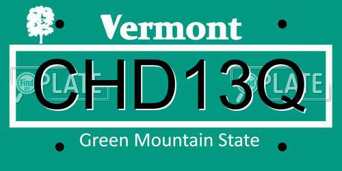 CHD13Q Vermont License Plate