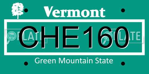 CHE160 Vermont License Plate