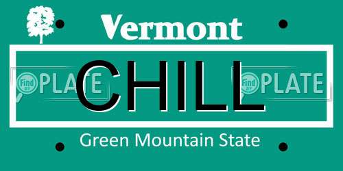CHILL Vermont License Plate