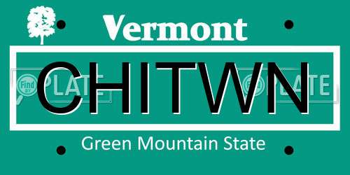 CHITWN Vermont License Plate