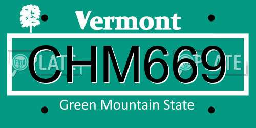 CHM669 Vermont License Plate
