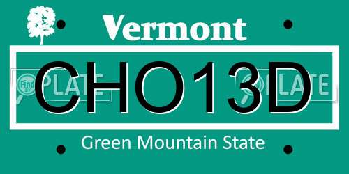 CHO13D Vermont License Plate