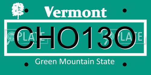 CHO13O Vermont License Plate