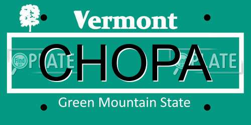 CHOPA Vermont License Plate