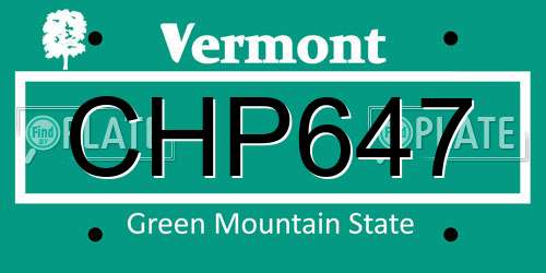 CHP647 Vermont License Plate