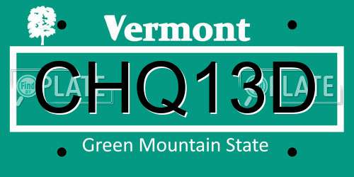 CHQ13D Vermont License Plate