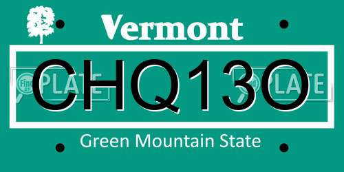 CHQ13O Vermont License Plate