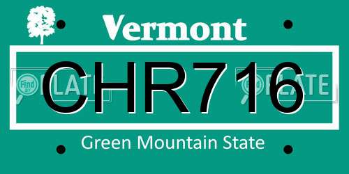 CHR716 Vermont License Plate