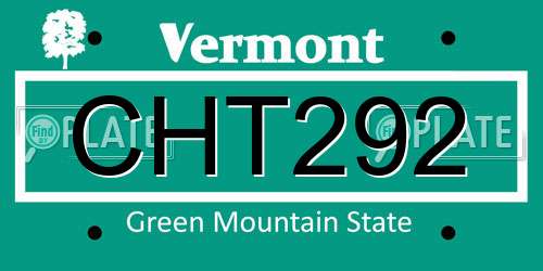 CHT292 Vermont License Plate