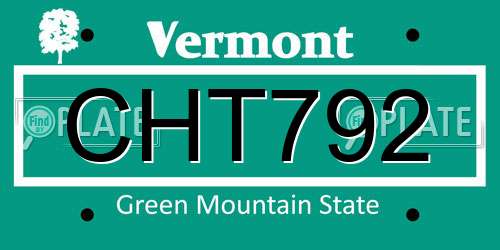 CHT792 Vermont License Plate