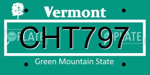 CHT797 Vermont License Plate
