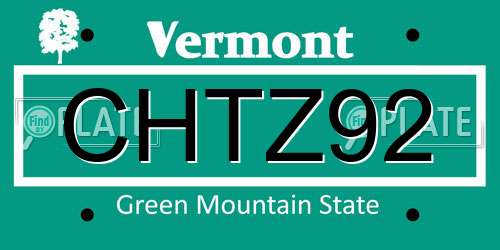 CHTZ92 Vermont License Plate