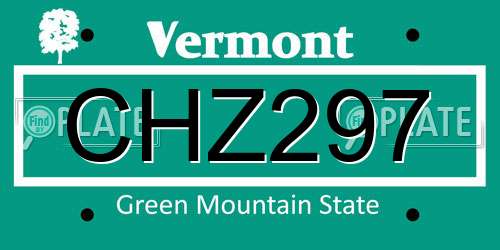 CHZ297 Vermont License Plate