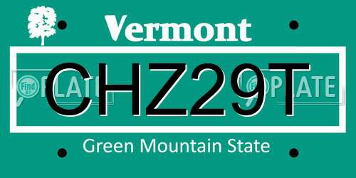CHZ29T Vermont License Plate