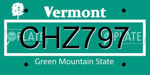 CHZ797 Vermont License Plate