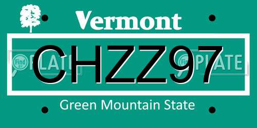 CHZZ97 Vermont License Plate