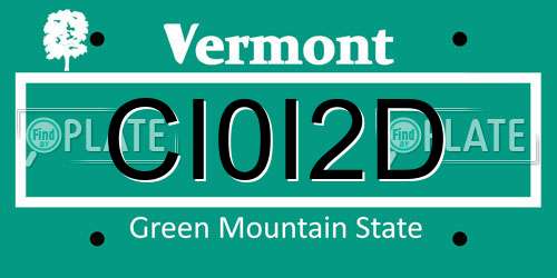 CI0I2D Vermont License Plate