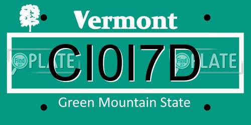 CI0I7D Vermont License Plate
