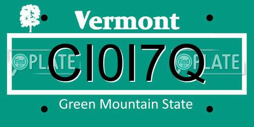CI0I7Q Vermont License Plate