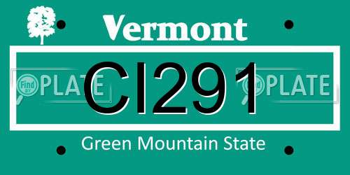 CI291 Vermont License Plate
